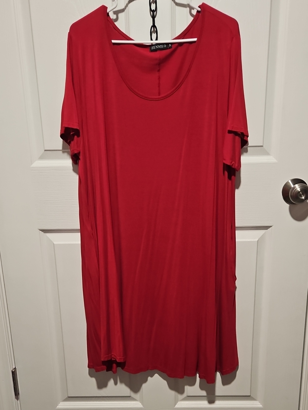 Red Scoop-Neck Dress